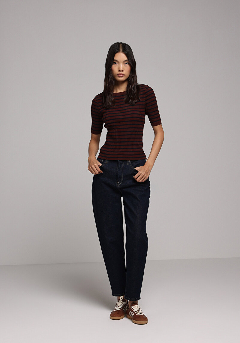 Slim Fit   Kadın Bordo  Kazak