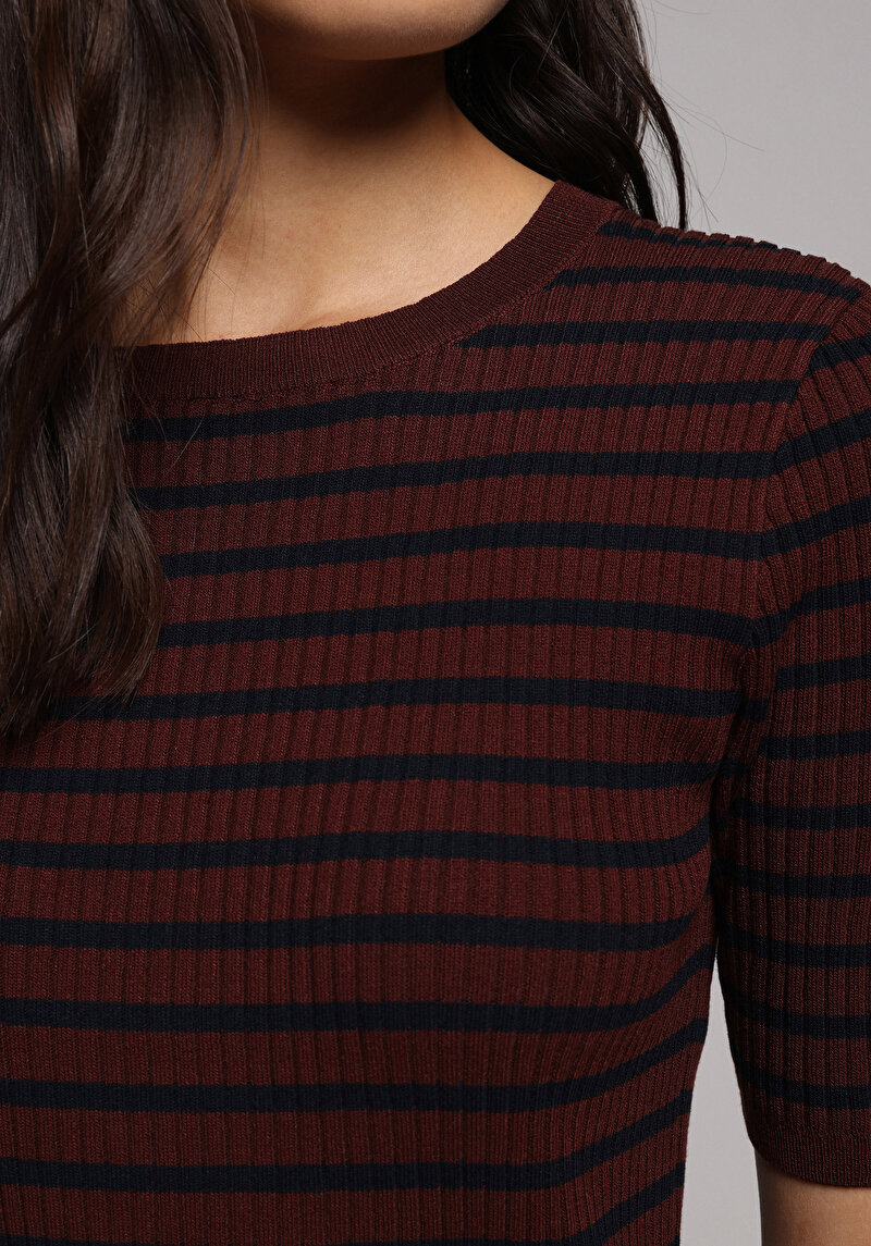 Slim Fit   Kadın Bordo  Kazak