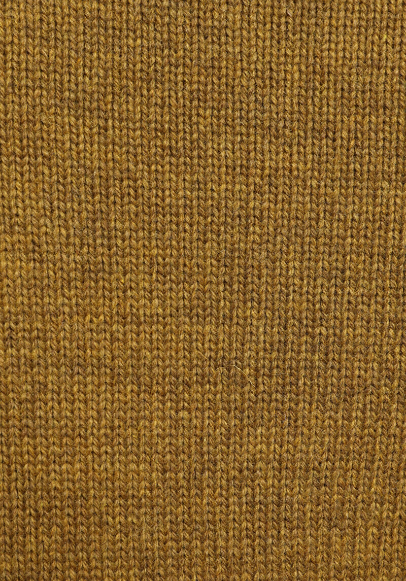 Comfort Fit Yuvarlak Yaka Jakarlı Erkek Sari Kazak