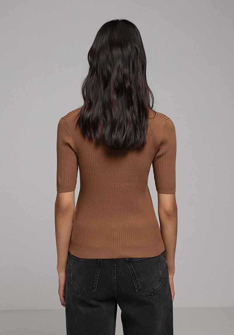 Slim Fit Kadın Kahverengi Kazak