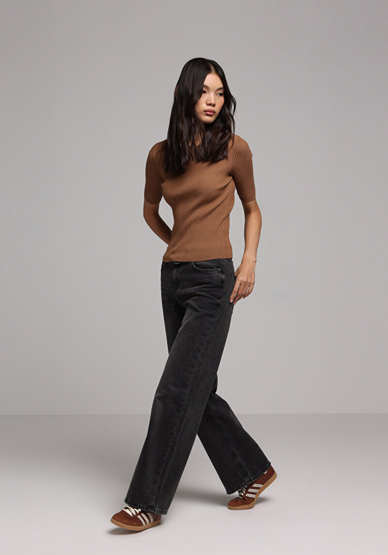 Slim Fit   Kadın Kahverengi  Kazak