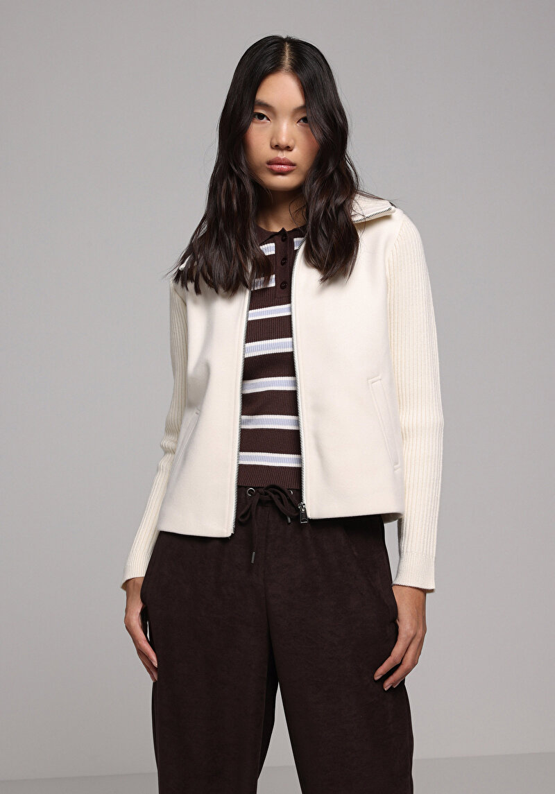 Regular Fit Kadın Ekru Ceket