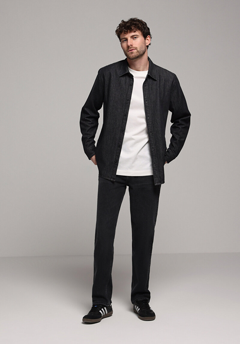 Loose Straight Fit Erkek Siyah Jean Pantolon