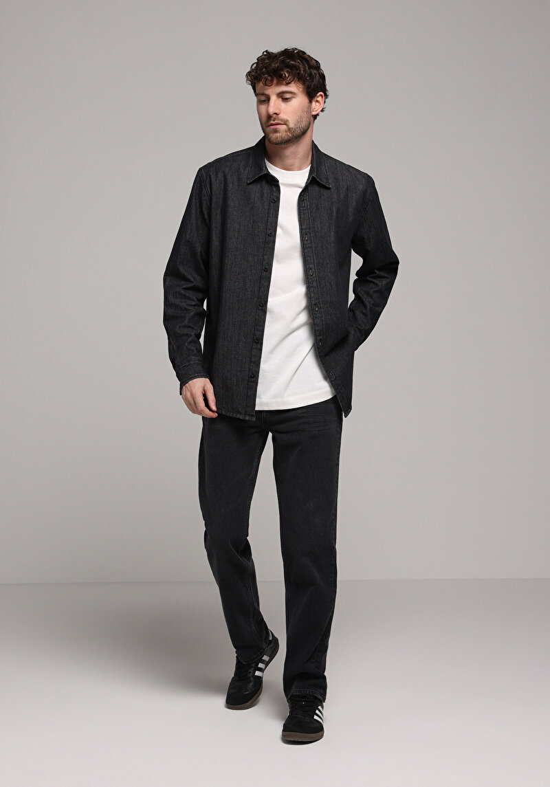 Loose Straight Fit   Erkek Siyah Jean Pantolon