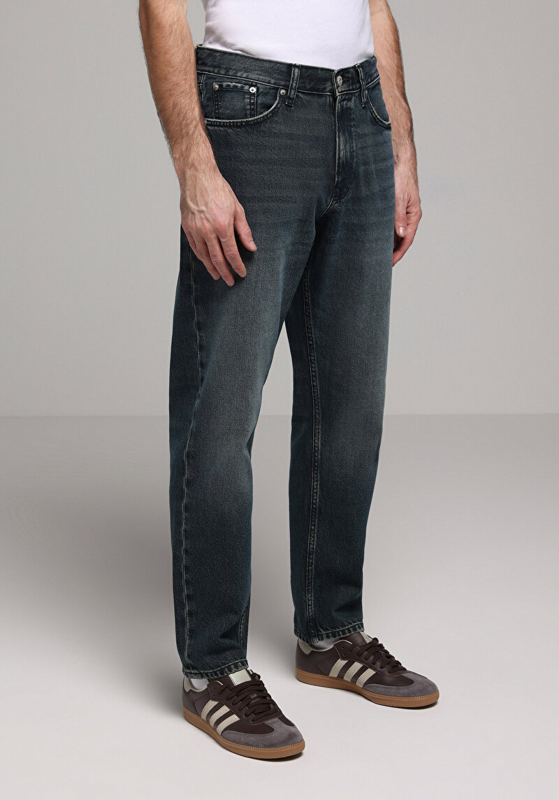 Loose Tapered Fit   Erkek İndigo Jean Pantolon