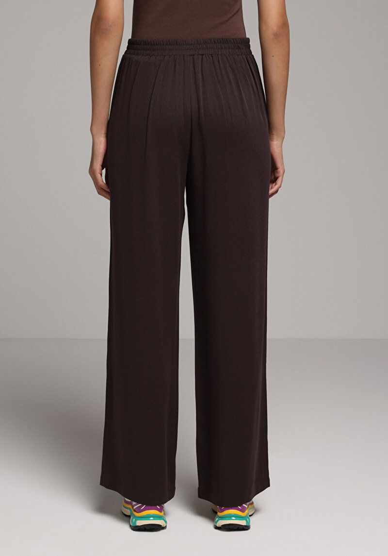 Regular Fit Yüksel Bel Düz Paça Kadın Kahverengi  Pantolon