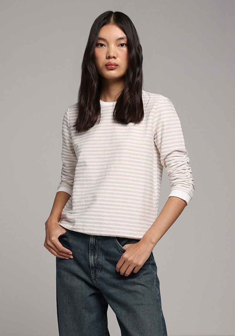 Regular Fit Kadın Bej Tişört