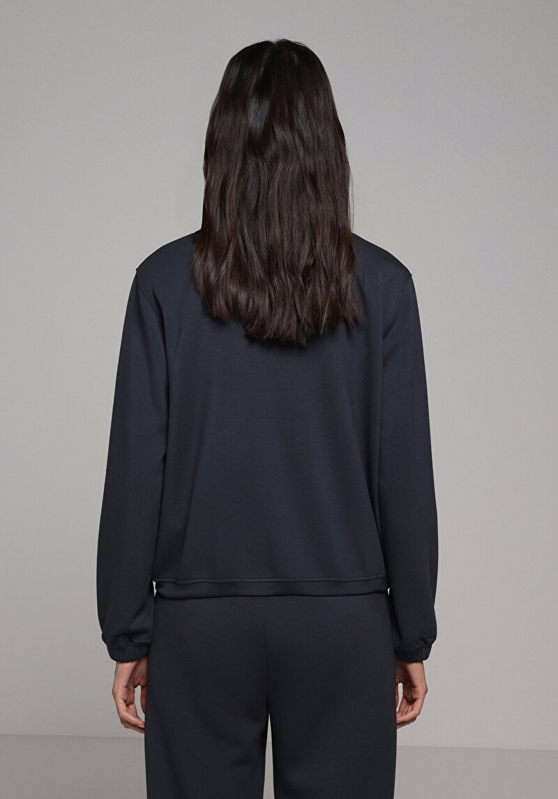 Regular Fit Fermuarlı Düz Kadın Antrasit Sweatshirt