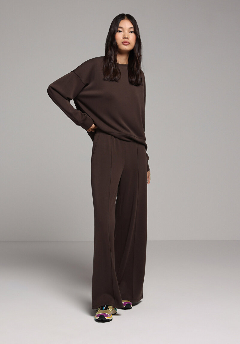 Regular Fit Orta Bel Düz Kadın Kahverengi Eşofman Altı