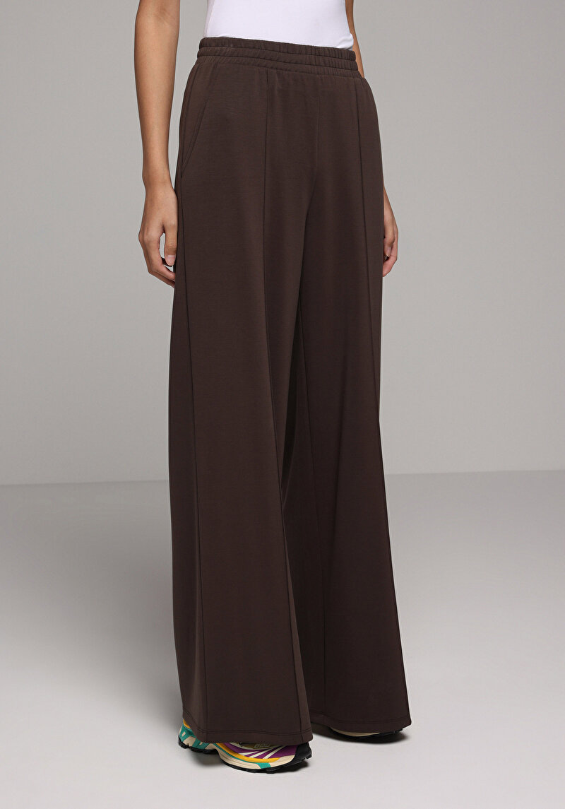 Regular Fit Orta Bel Düz Kadın Kahverengi Eşofman Altı