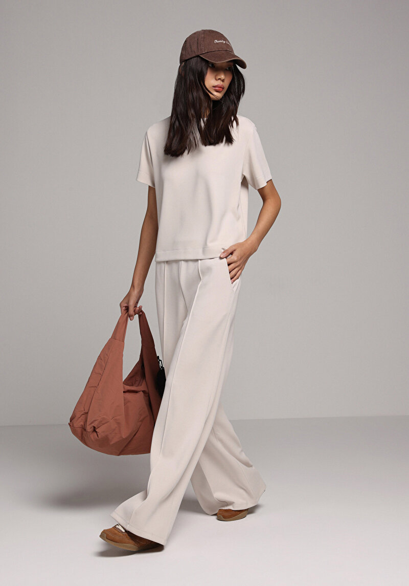 Regular Fit Orta Bel Düz Kadın Taş Eşofman Altı