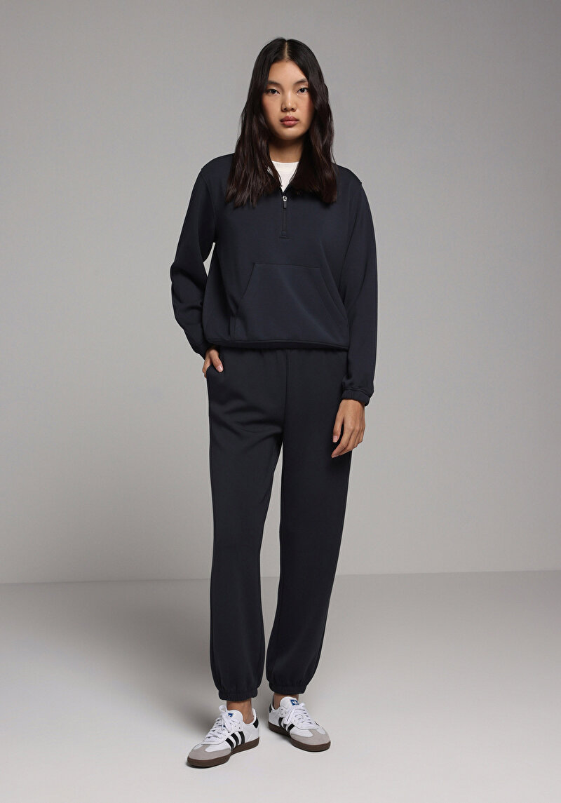 Regular Fit Orta Bel Düz Kadın Antrasit Eşofman Altı