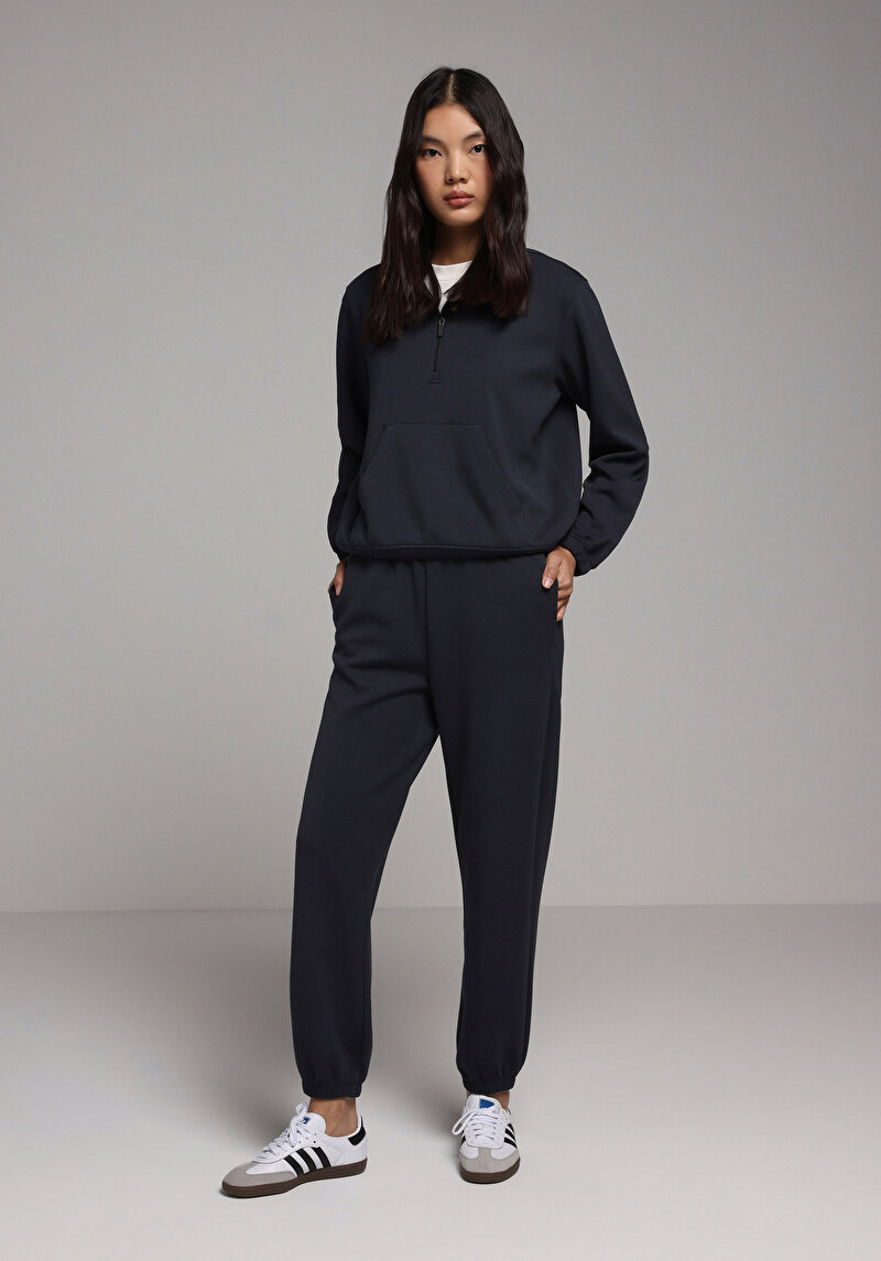 Regular Fit Orta Bel Düz Kadın Antrasit Eşofman Altı