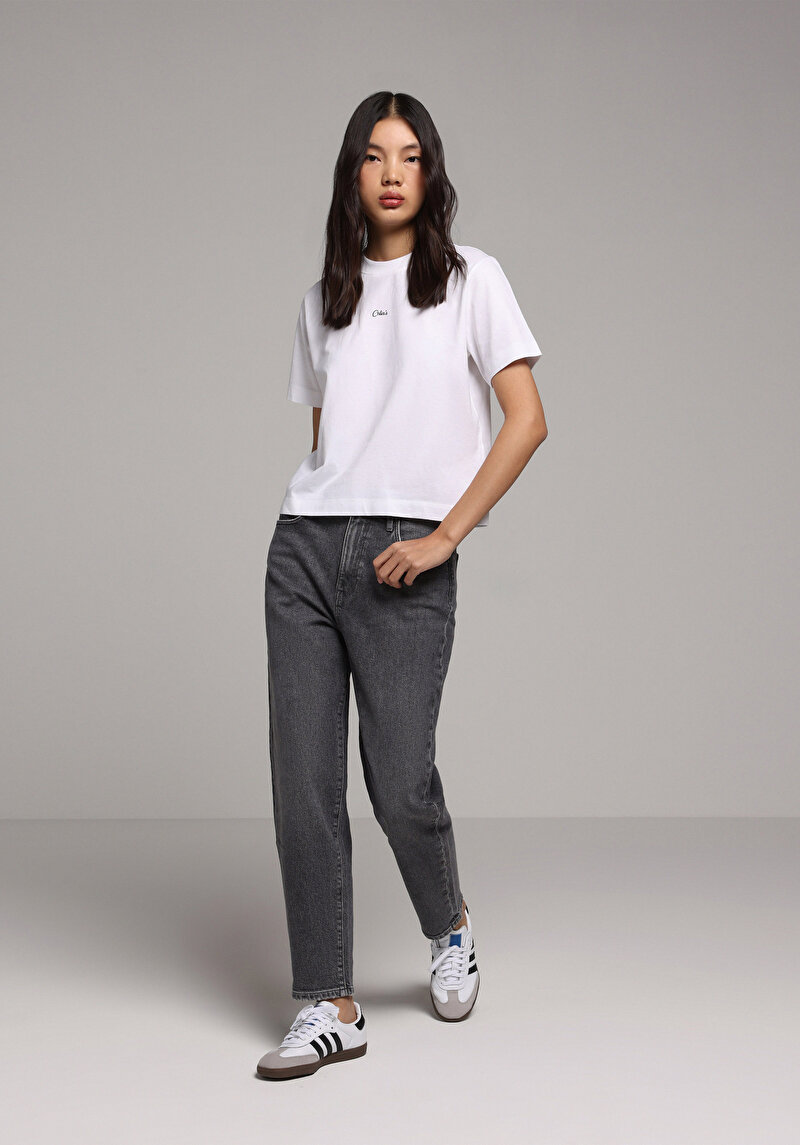 Mom Fit Kadın Siyah Jean Pantolon