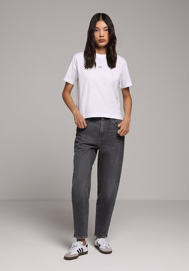 Mom Fit Kadın Siyah Jean Pantolon