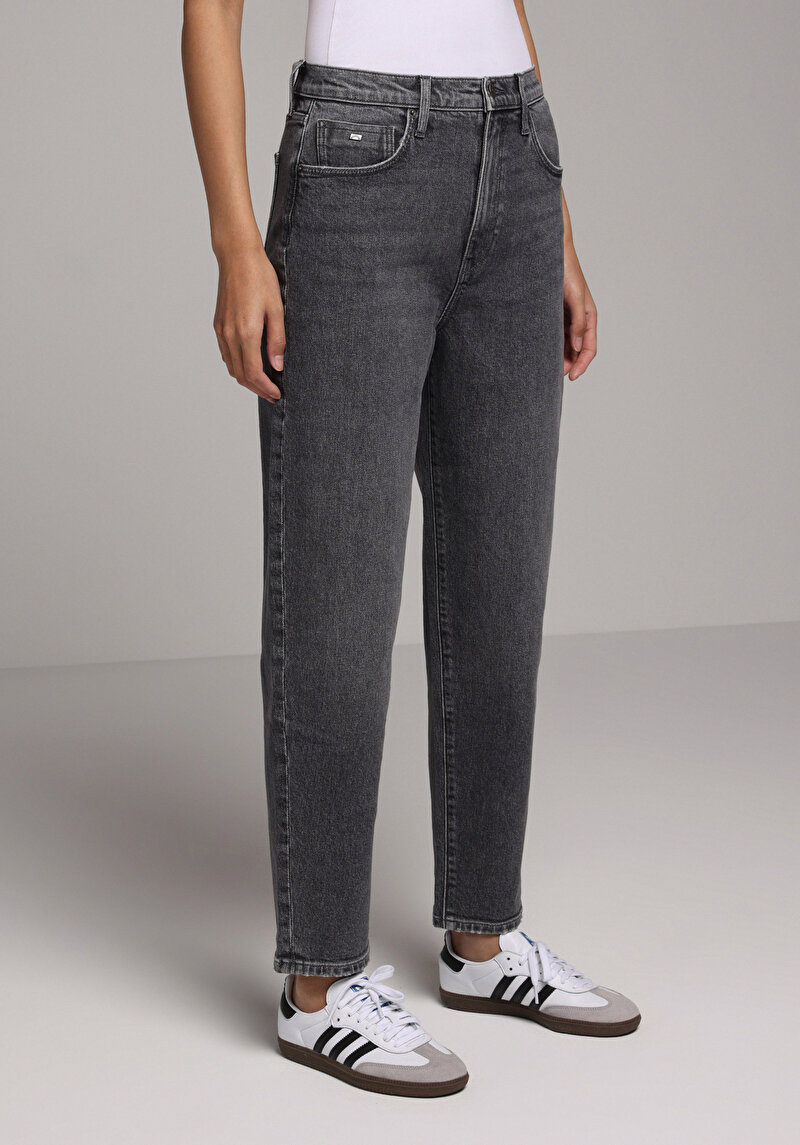 Mom Fit   Kadın Siyah Jean Pantolon
