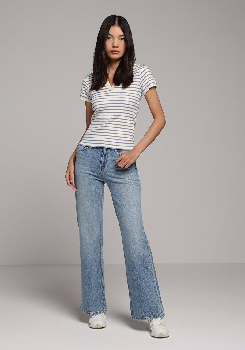 Regular Fit Kadın Light İndigo Denim Jean Pantolon