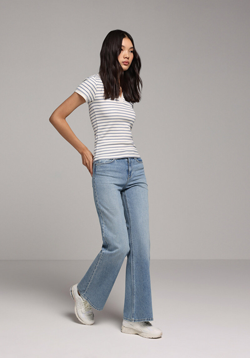 Regular Fit   Kadın Light İndigo Denim Jean Pantolon