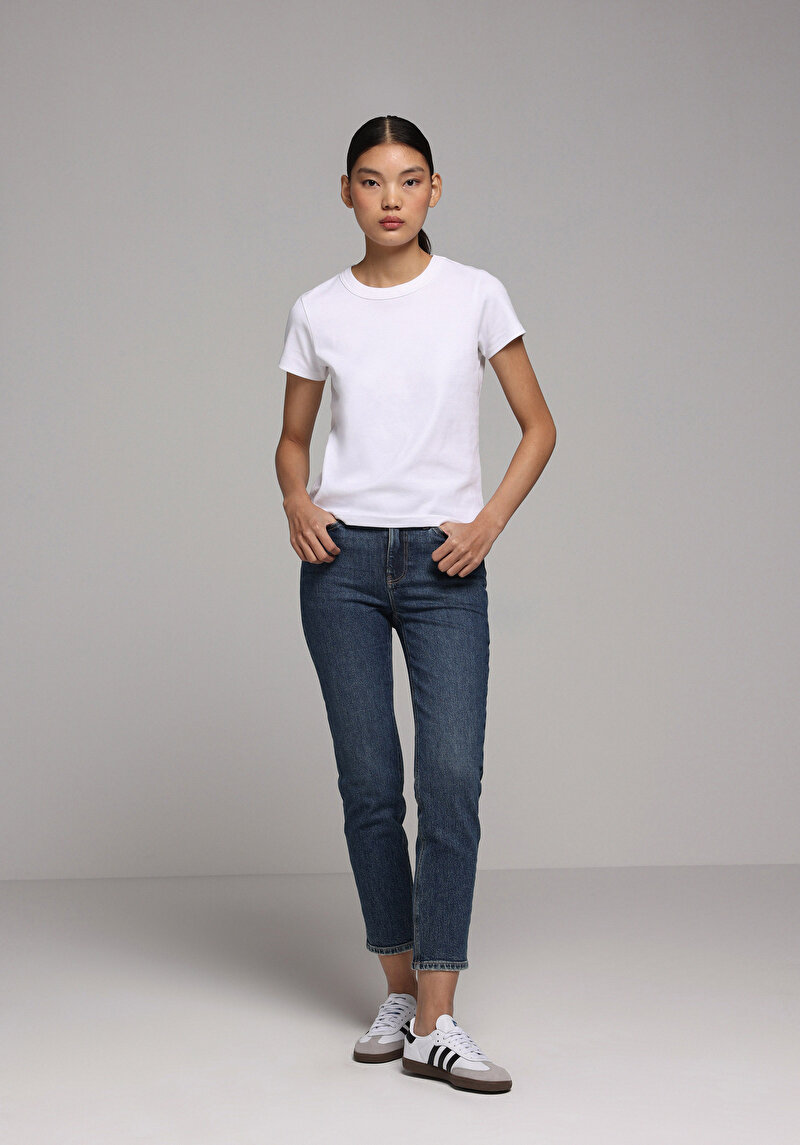 Slim Fit Kadın İndigo Jean Pantolon