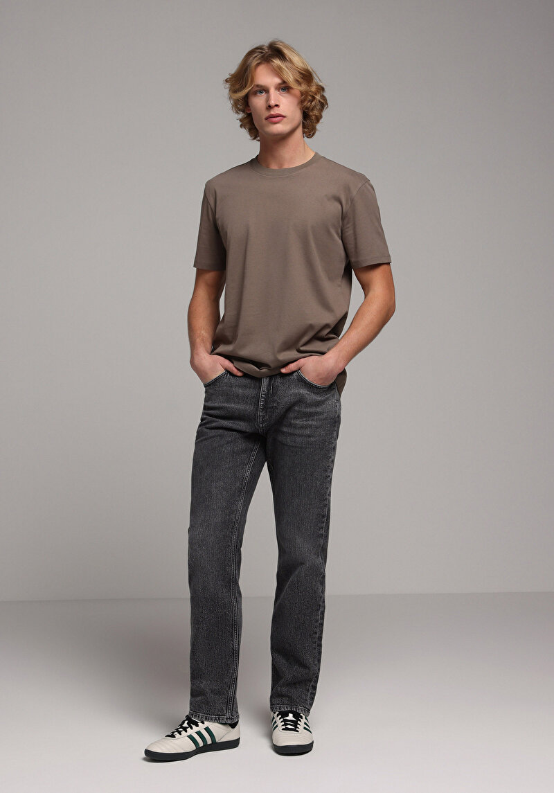 Regular Fit Yuvarlak Yaka Düz Erkek Yeşil Kısa Kol Tişört