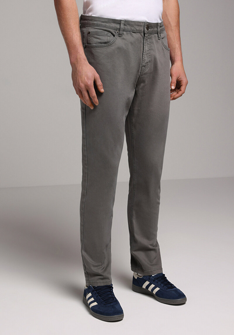 Regular Fit Orta Bel Düz Paça Erkek Yeşil  Pantolon