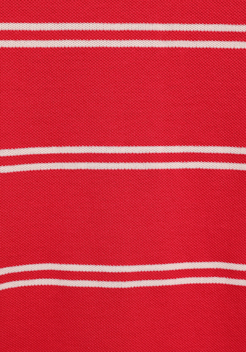 Regular Fit Yuvarlak Yaka Çizgili Kadın Kirmizi Kısa Kol Tişört