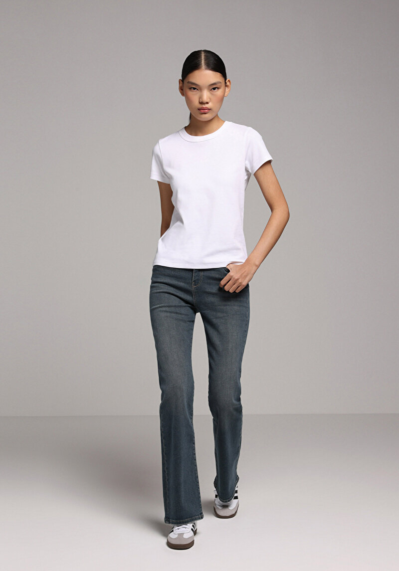 Regular Fit   Kadın Yeşil Jean Pantolon