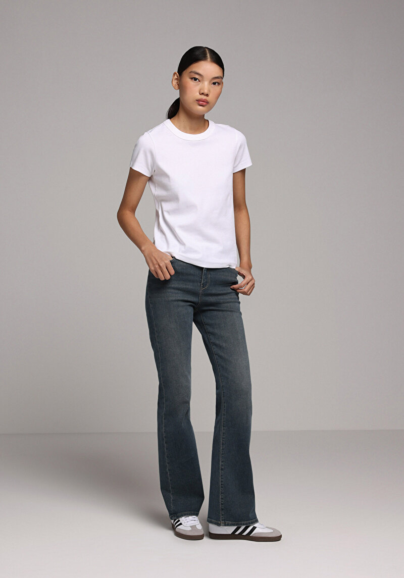 Regular Fit   Kadın Yeşil Jean Pantolon