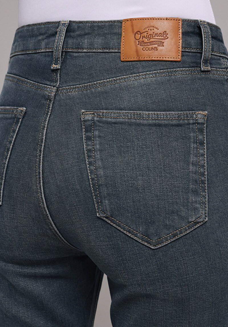 Regular Fit   Kadın Yeşil Jean Pantolon