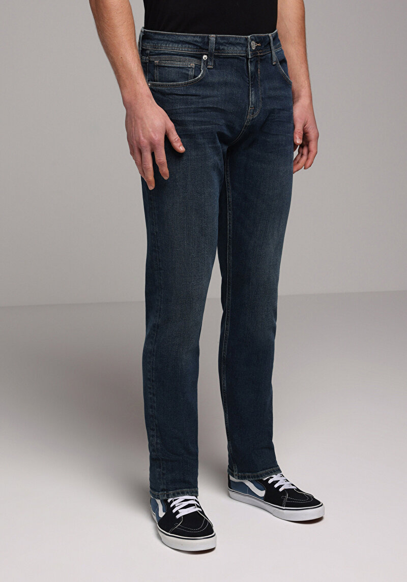 Straight Fit   Erkek Koyu İndigo Jean Pantolon