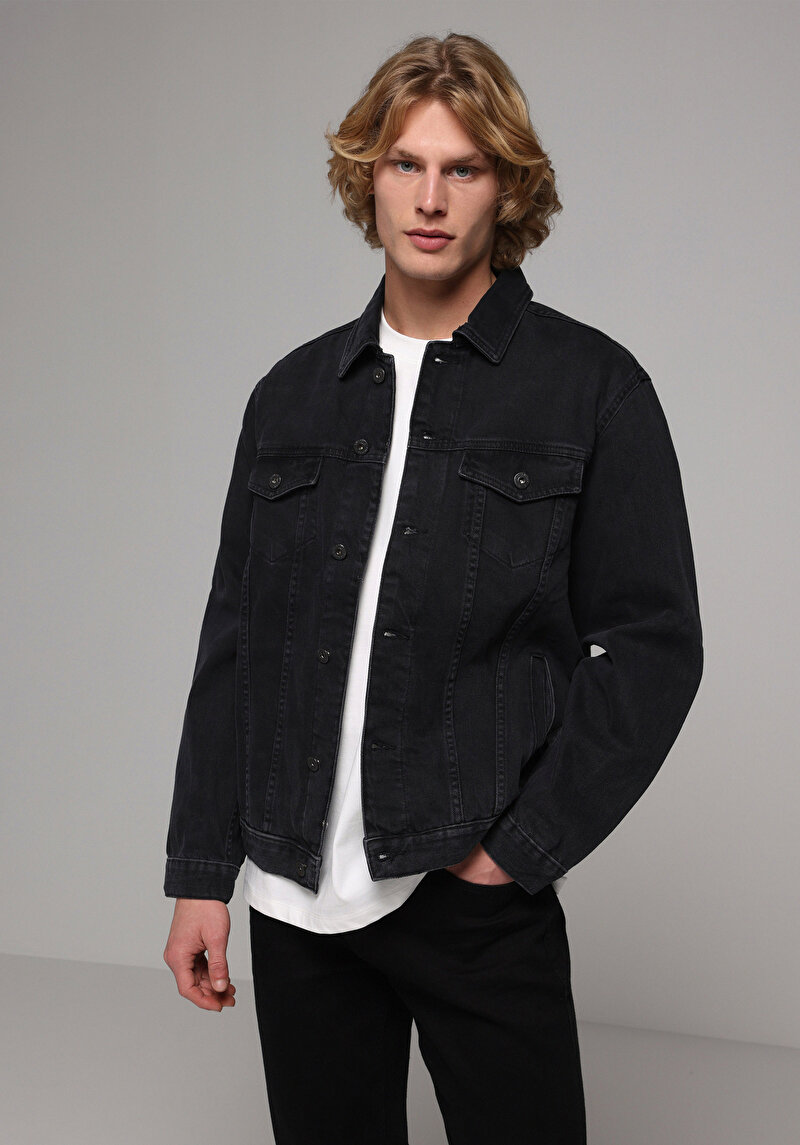 Regular Fit Düğmeli Astarsız Erkek Siyah Ceket