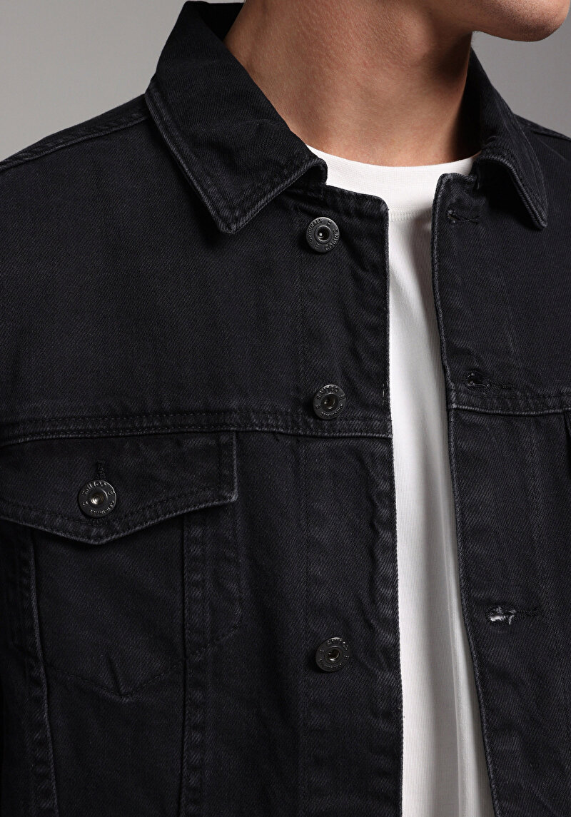 Regular Fit Düğmeli Astarsız  Erkek Siyah Ceket