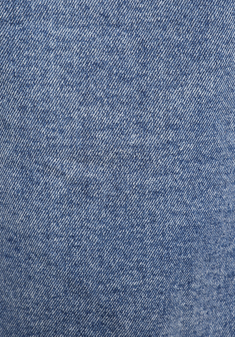 Slim Fit Klasik Yaka Düz Kadın Light İndigo Denim Shacket