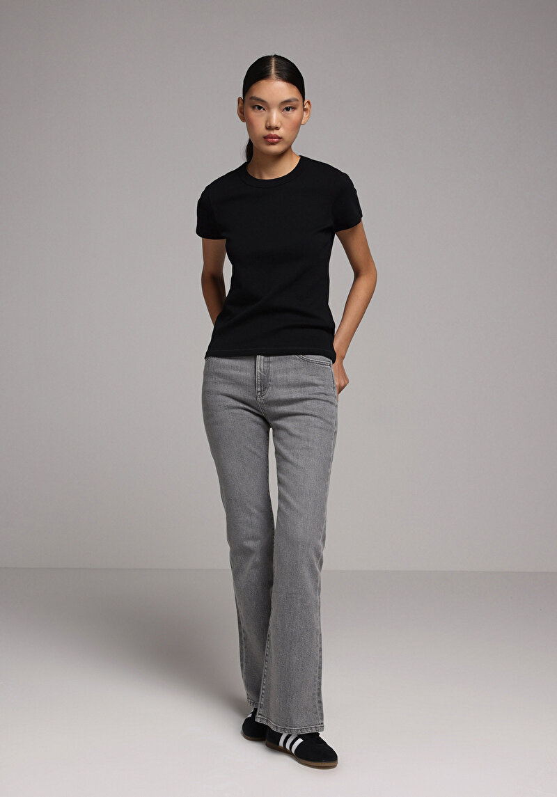 Regular Fit   Kadın Grey Denim Jean Pantolon