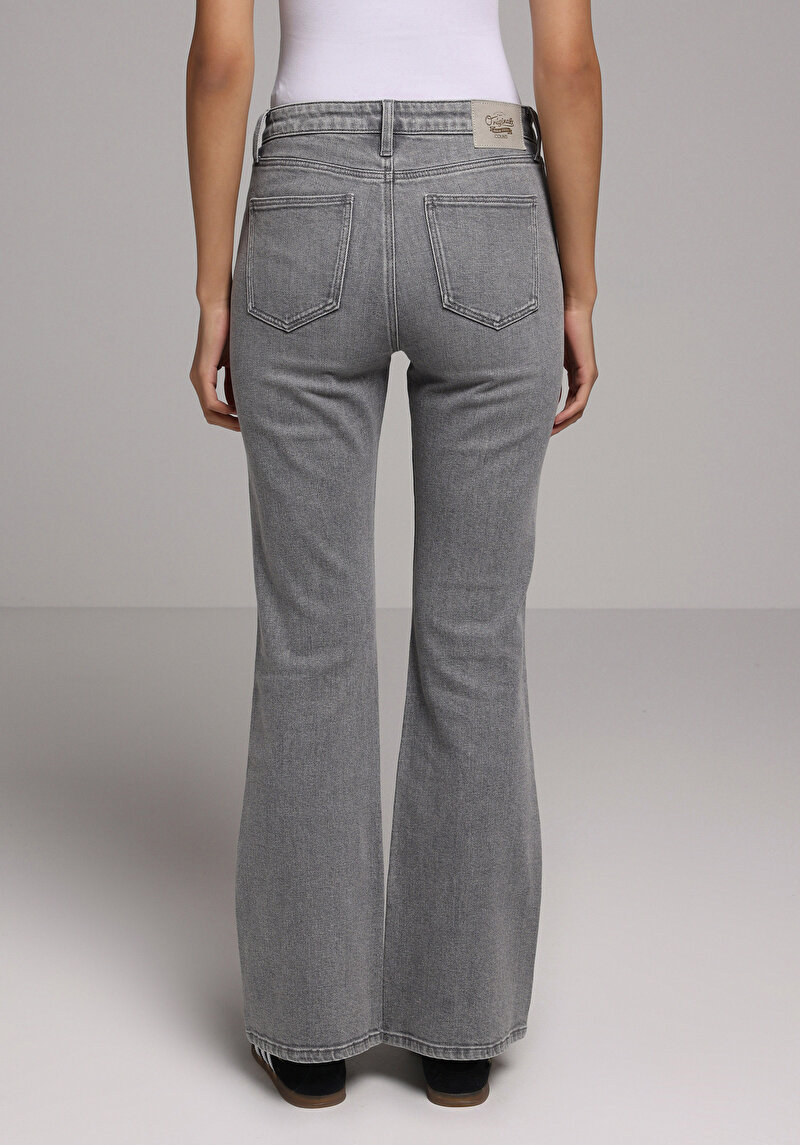 Regular Fit   Kadın Grey Denim Jean Pantolon