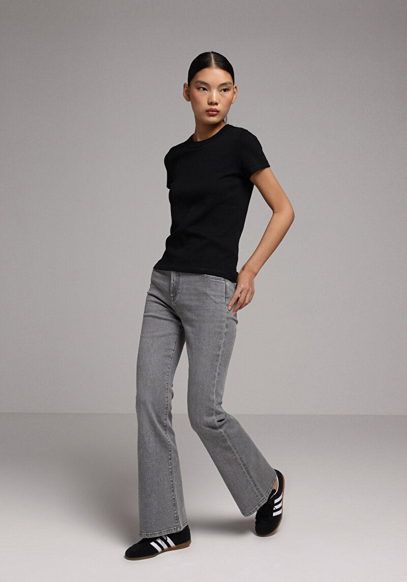 Regular Fit   Kadın Grey Denim Jean Pantolon