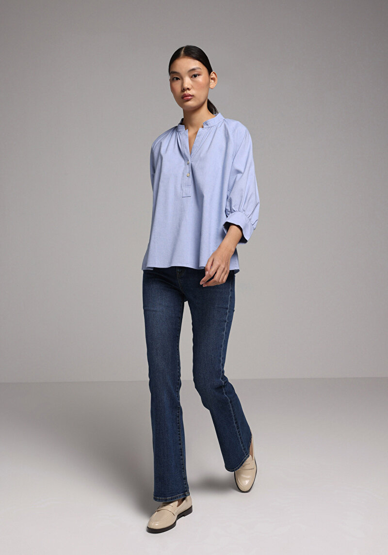Regular Fit Kadın Mid İndigo Denim Jean Pantolon