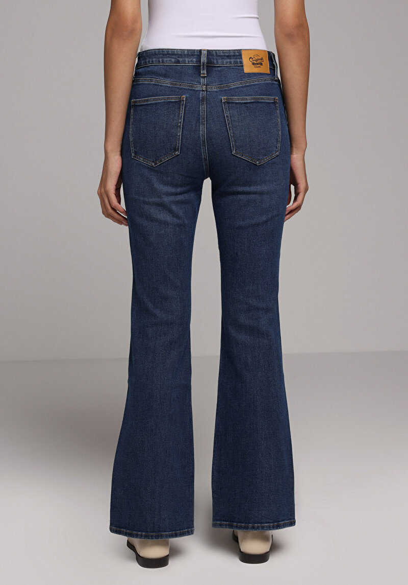 Regular Fit   Kadın Mid İndigo Denim Jean Pantolon