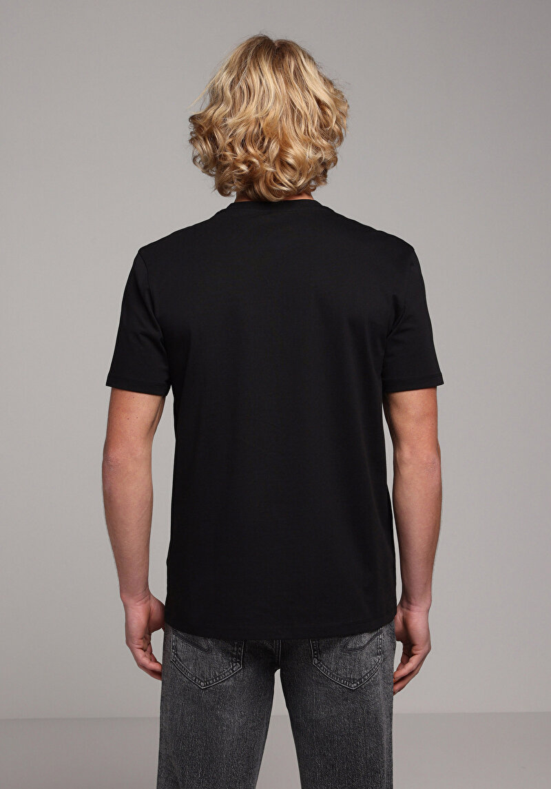 Regular Fit Yuvarlak Yaka Düz Erkek Siyah Kısa Kol Tişört