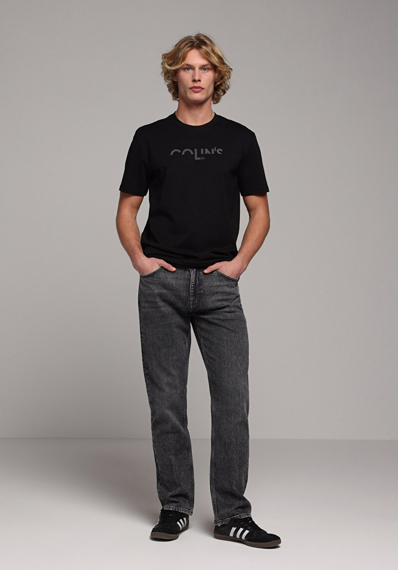 Regular Fit Yuvarlak Yaka Düz Erkek Siyah Kısa Kol Tişört