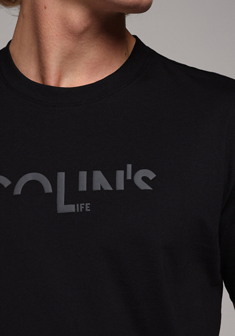 Regular Fit Yuvarlak Yaka Düz Erkek Siyah Kısa Kol Tişört