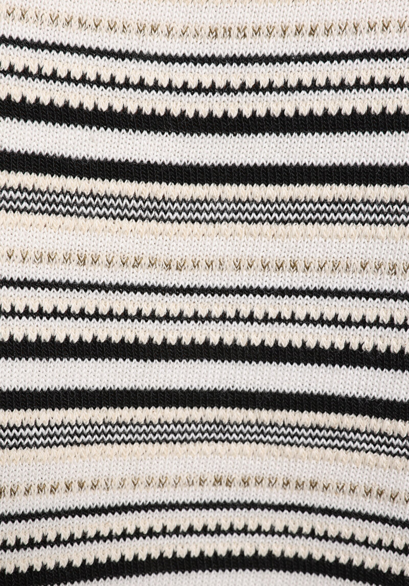 Regular Fit Yuvarlak Yaka Çizgili Kadın Çok Renkli Kısa Kol Tişört