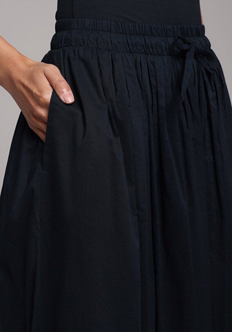 Midi Düz  Kadın Lacivert Etek