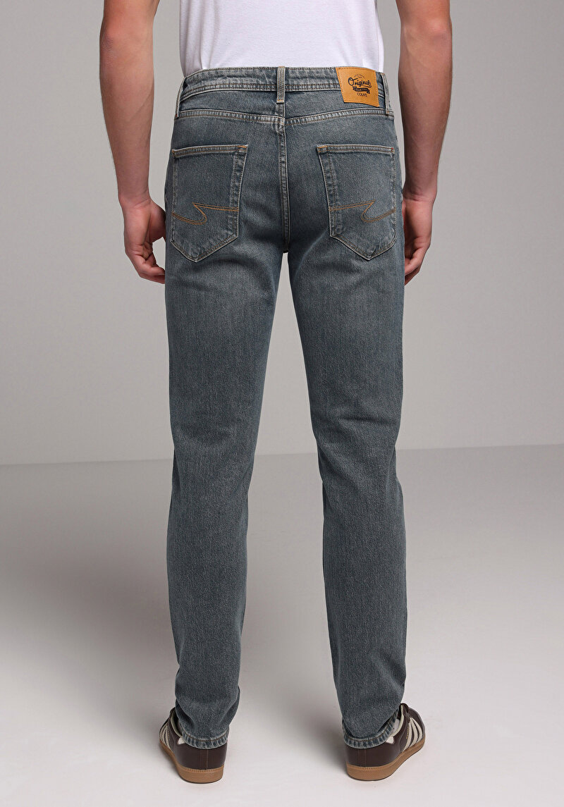 Straight Fit   Erkek Green Cast Denim Jean Pantolon