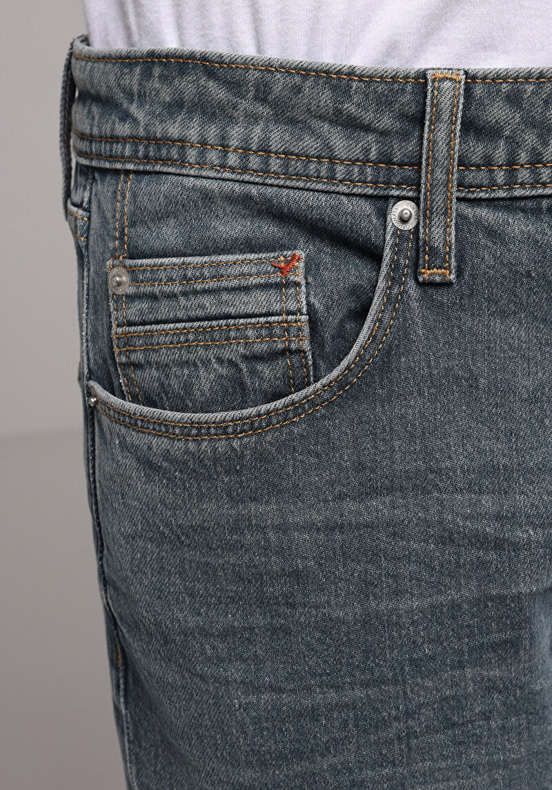 Straight Fit   Erkek Green Cast Denim Jean Pantolon