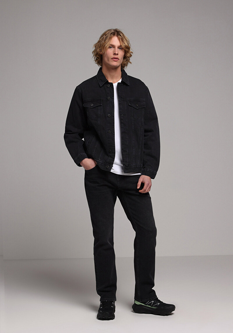 Regular Fit   Erkek Black Black Denim Jean Pantolon