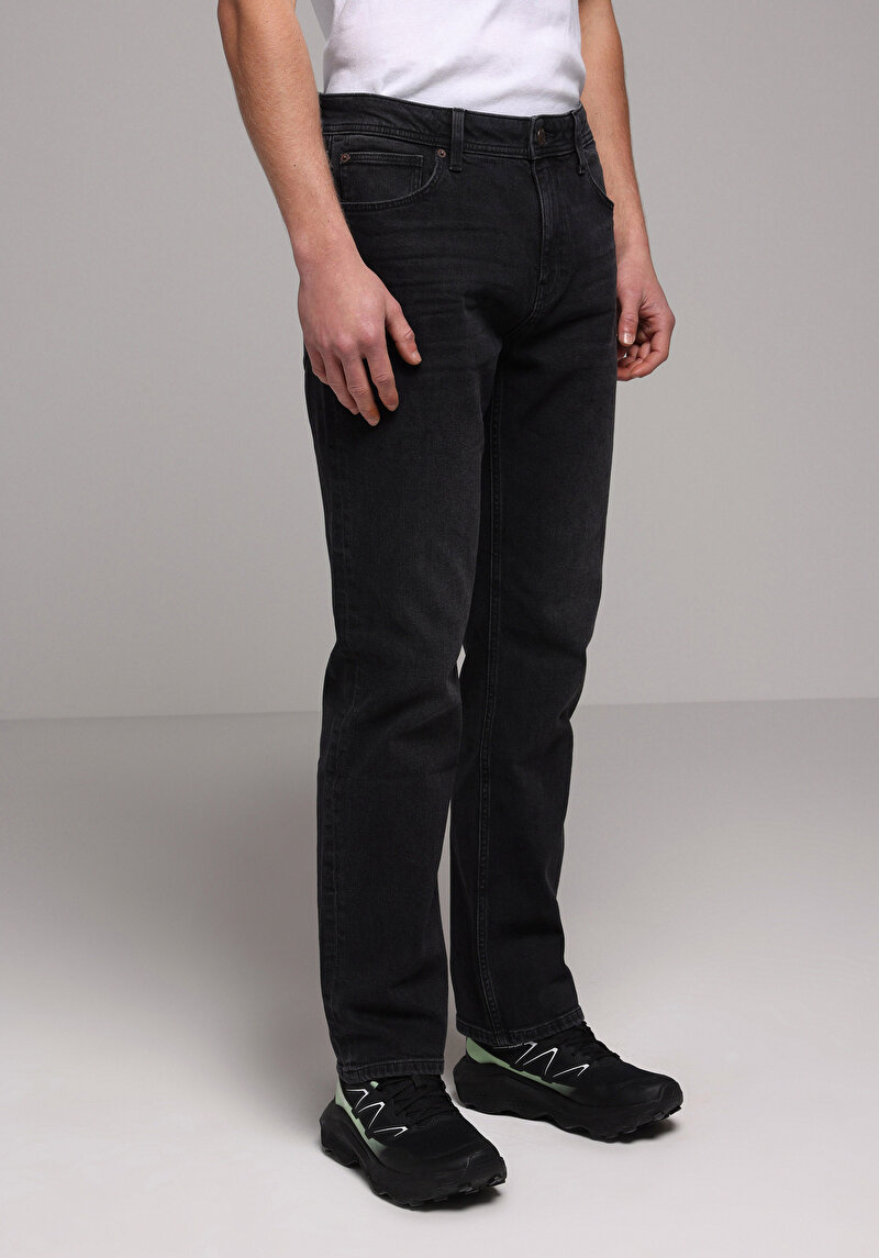 Regular Fit   Erkek Black Black Denim Jean Pantolon