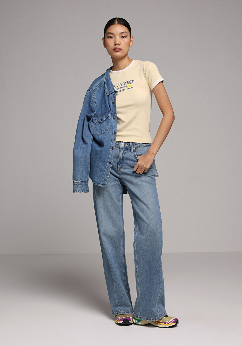 Regular Fit   Kadın Light İndigo Denim Jean Pantolon