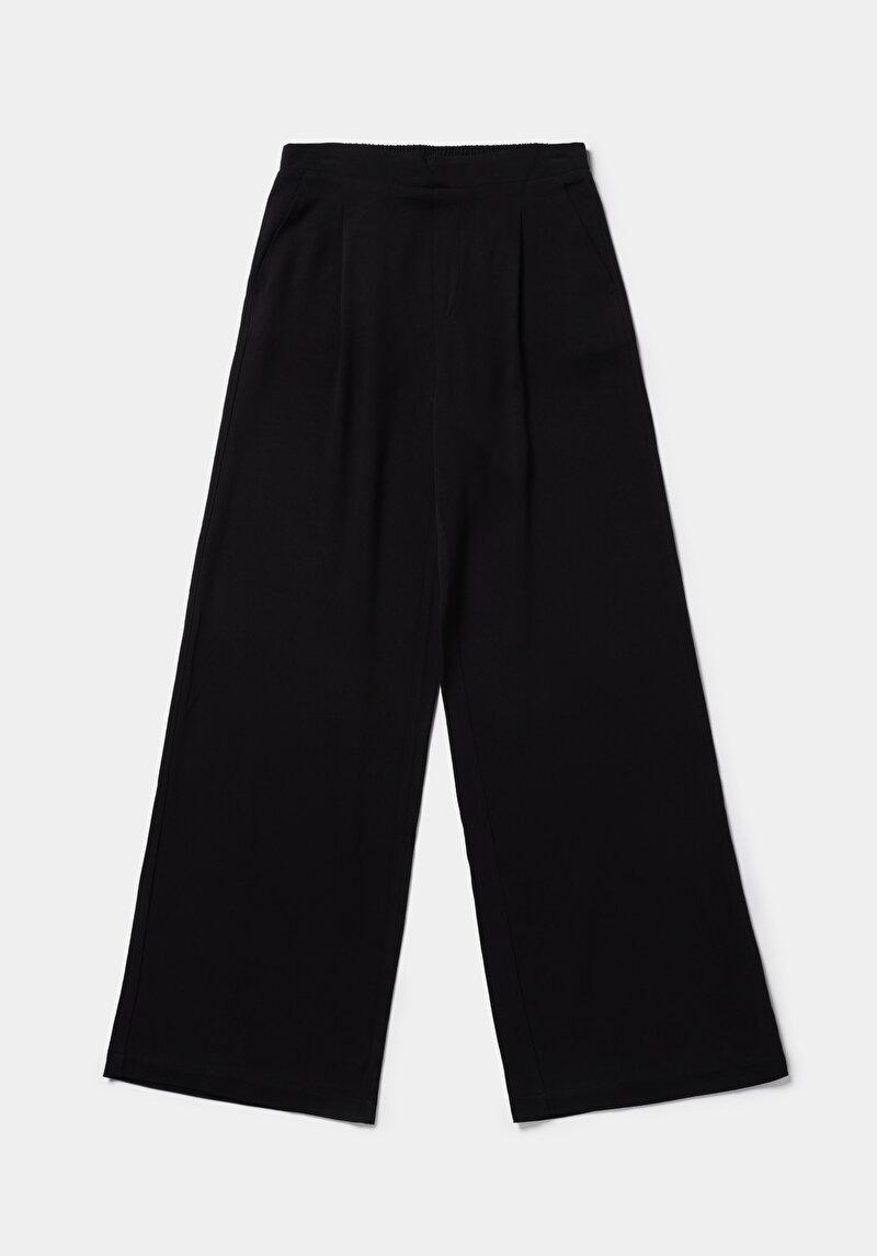 Straıght Fıt Düşük Bel Düz Paça Kadın Siyah  Pantolon