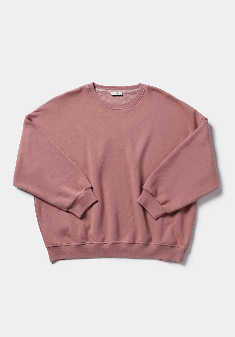 Relax Fit Yuvarlak Yaka Düz Kadın Pembe Sweatshirt